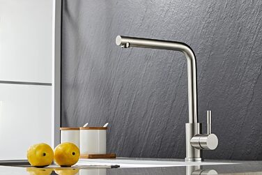 Змішувач для кухні для ванни AIYA з нержавіючої сталі Матовий Кутовий водостік Позачасовий і сучасний дизайн з Данії Змішувач одноважільний Змішувач для кухні Висока якість і довговічність