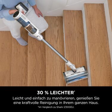 Пылесос Shark Clean & Empty с док-станцией для самоочистки, до 40 мин. работы, беспроводной, для шерсти животных, ковров и твердых полов, с LED-подсветкой, тихий, белый/синий, BU3521EU