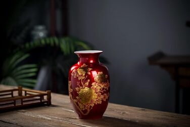Ваза декоративна східна кераміка, з дизайном півоній, 22.9 см Luckyvase