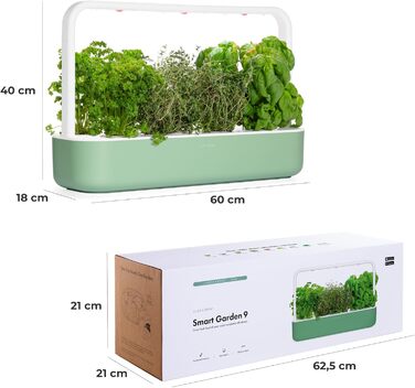 Click and Grow Indoor Garten: Розумний сад для вирощування зелені вдома з LED, 9 капсул (Зелений)