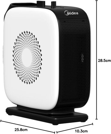 Обігрівач керамічний Midea Nty15-19Cae, 1500W, портативний, з термостатом, білий/чорний