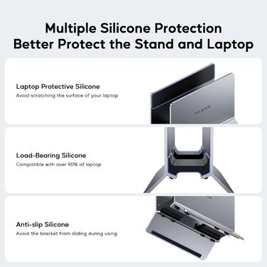 Підставка для ноутбука вертикальна, алюміній, регульована, для Mac, MacBook Air, Pro, iPad, Tablet, Mini - сіра