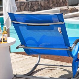 Шезлонг SoBuy для 2 осіб, садова розкладна лежанка, крісло-гойдалка, вологостійка, з подушкою, для тераси, балкону, кемпінгу, до 150 кг, Gartenmöbel OGS28-SCHx2 (Kleinblau)