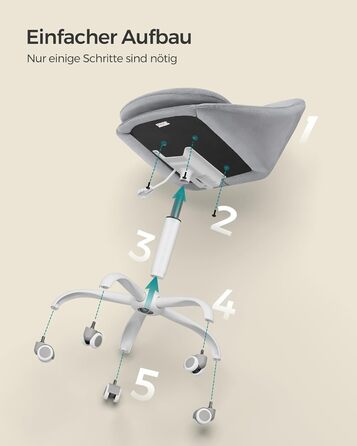 Крісло SONGMICS для офісу та дому, крісло для макіяжу з велюру, регульоване по висоті, сіре, OBG020G04