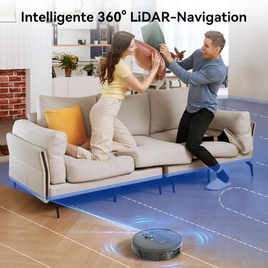 Робот-пилосос Proscenic Q10 з функцією миття, 8000Pa, 200 хвилин роботи, лазерна навігація, керування через додаток, Alexa, Siri, Apple Watch, для підлоги та килима (сірий)