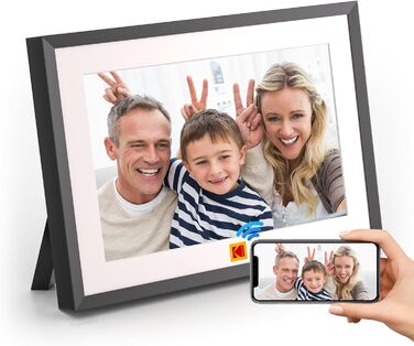 Цифровий фоторамка Kodak WiFi 10,1 дюйма, вбудований 32GB, сенсорний екран 1280x800, акумулятор 4000mAh (Чорний)
