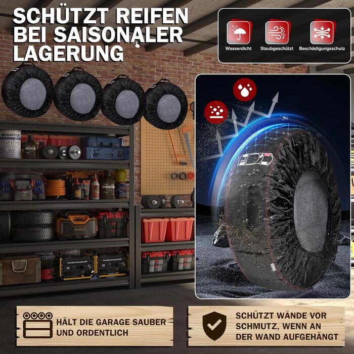 Захисні чохли для шин Moveland 18-22 дюйми (4 шт.) - водонепроникні, пилонепроникні, для зберігання та транспортування