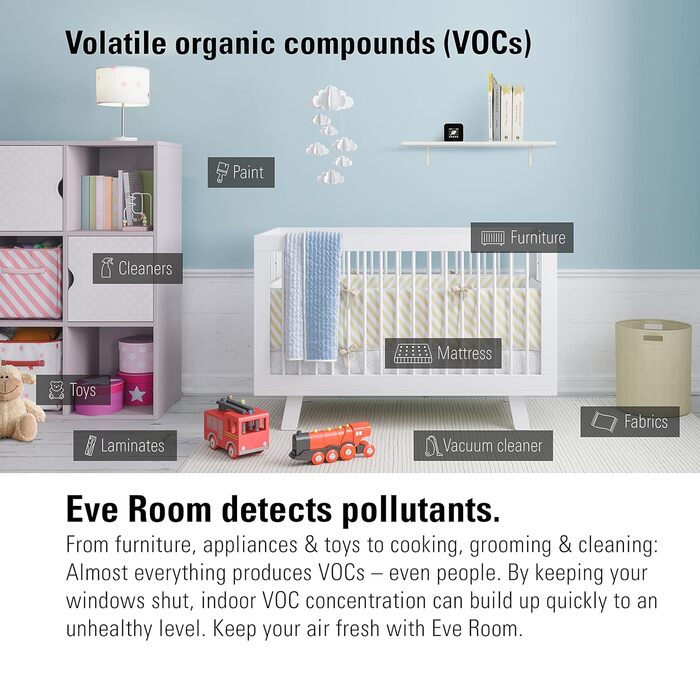 Датчик якості повітря Eve Raum: VOC, температура, вологість, HomeKit, Bluetooth, різьбова версія