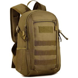 Міні-рюкзак HUNTVP 12L/ 15L/ 20L, тактичний похідний рюкзак, шкільна сумка Molle, водонепроникний рюкзак, шкільний рюкзак військового зразка, Студентська сумка, спортивна сумка, сумка для ноутбука для чоловіків і жінок, сумка для занять спортом на відкритому повітрі (12L-коричневий)