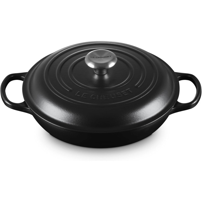 Le Creuset Signature: каструля-сковорода з чавуну, 26 см, 2.2 л, для всіх типів плит (включно з індукцією), чорна матова