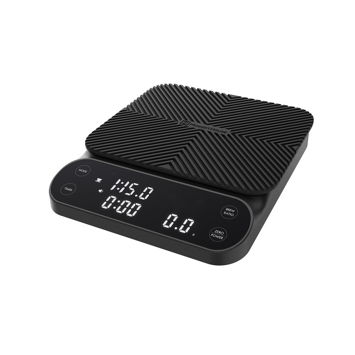 Ваги для кави Maestri House S3 з таймером, 3 кг/0,1 г, перезаряджувані, цифрові, для еспресо, з 3 режимами заварювання, регульованими співвідношеннями та індикатором потоку, для Pour Over, French Press – чорні