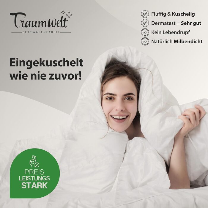Німецька пухова ковдра 135x200 см: 90% пух, 10% перо, для всіх сезонів, гіпоалергенна, сертифікат Öko-Tex 100, Downpass