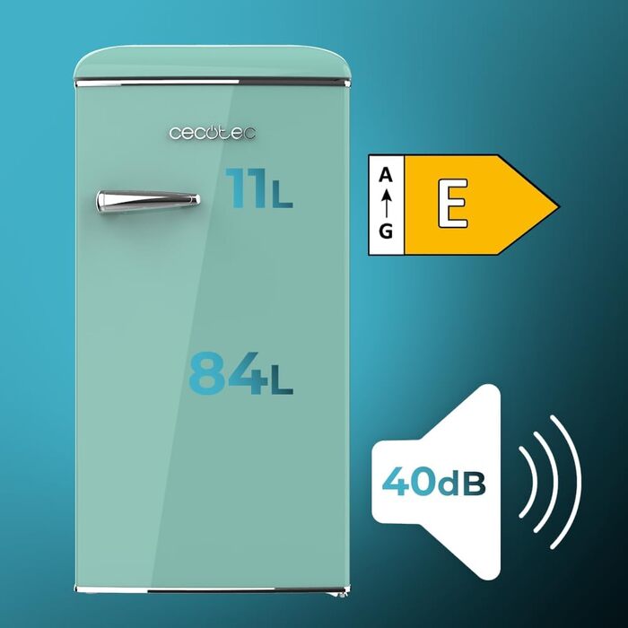 Ретро міні-холодильник Cecotec Bolero CoolMarket TT Origin 45L Green - 45 літрів, 55 см, Клас E