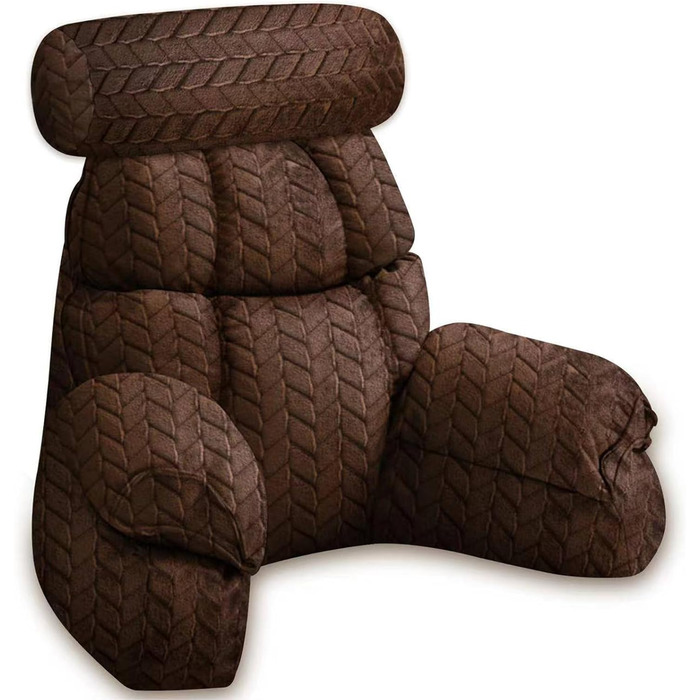 Підголовник для ліжка та дивану, подушка для спини, зручний підголовник для читання та відпочинку (67*30 см, 65*23 см, коричневий)