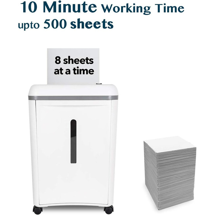 Шредер документів WOLVERINE P5, 8 листів, високої безпеки, для паперу та кредитних карток, тихий, 17л, білий SD9101