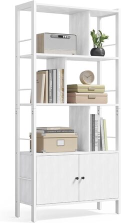 Стелаж VASAGLE з 4 відкритими полицями, стелаж для вітальні, кухні, офісу, промисловий дизайн, vintagebraun-tintenschwarz LBC022B01 (Ahornweiß + Wolkenweiß)