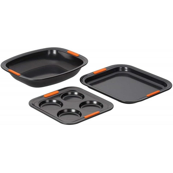 Форма для випічки Yorkshire від LE CREUSET, 12 шт., діаметр 7 см, з антипригарним покриттям, для закваски, з вуглецевої сталі, антрацит/помаранчевий