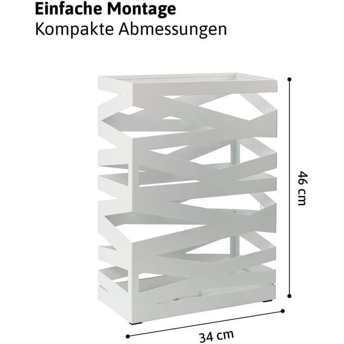 Підставка для парасоль підставка 'Maxi' з металу з піддоном для збору води та гачками - Економія місця 34x14x46 см - Елегантний чорний колір - Ідеальна для декорування входу та коридору