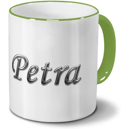 Кружка з іменем Петра - Хромований напис - Іменна кружка, Кружка для кави, Кружка - Колір (зелений)