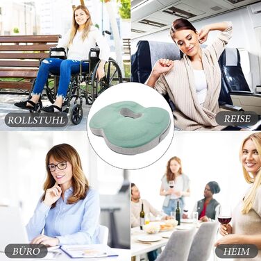 Ортопедична антидекубітативна подушка-кіль (донат) від гемороїду, простатиту та болю в копчику та спині, ергономічна сидіння для дому та офісу (Зелена)