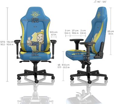 Крісло ігрове Noblechairs Hero Fallout Vault-Tec Edition – PU шкіра, до 150 кг, ергономічне, для дому та офісу
