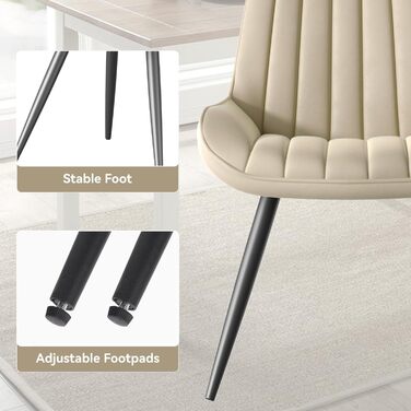 Набір обідніх стільців (4 шт) Бежевий • М'які стільці з подушкою 10 см • Сучасний дизайн • Металеві ніжки • FU01043BL-2