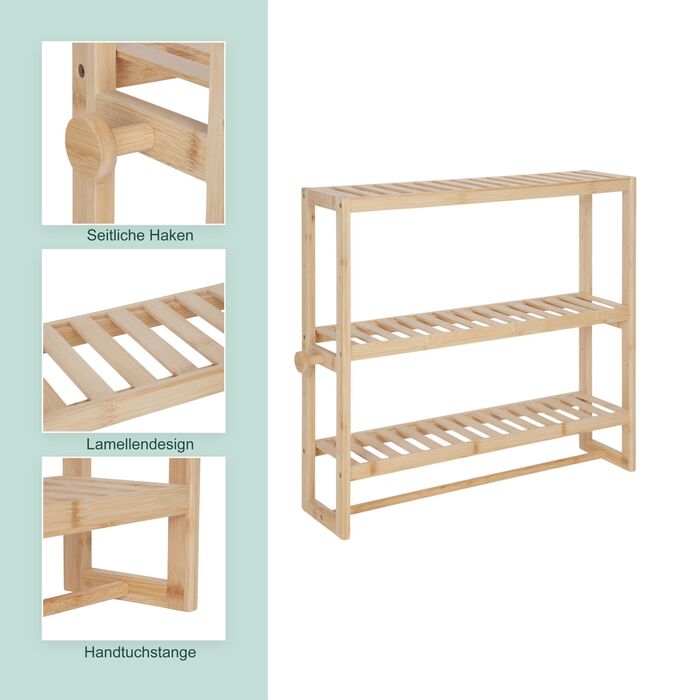 Поличка для ванної кімнати Relaxdays з тримачем для рушників