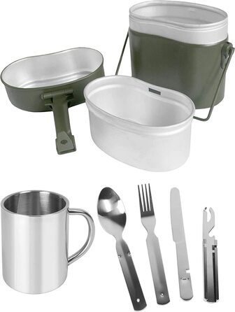 Набір посуду Normani Bundeswehr Федеральні столові прибори Алюмінієвий посуд BW Чашка з нержавіючої сталі Olive One Size