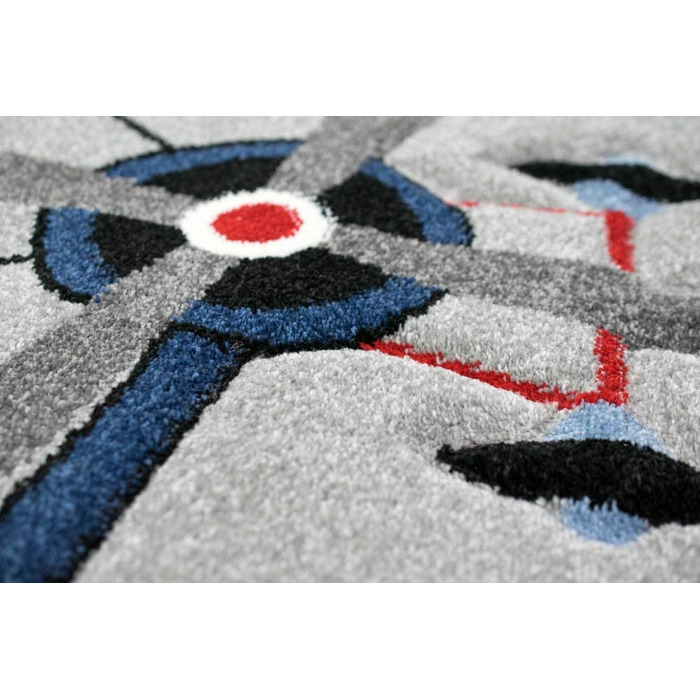 Дитячий килим-літак, килим-літак, повітряна куля сіро-блакитного кольору кремового кольору (200 х 290 см)