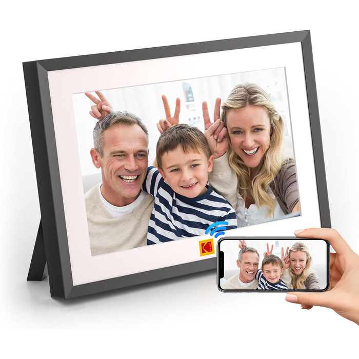 Цифровий фоторамка Kodak WiFi 10,1 дюйма, вбудований 32GB, сенсорний екран 1280x800, акумулятор 4000mAh (Чорний)