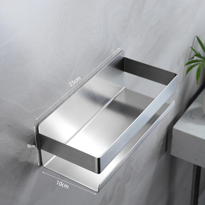 Поличка для душу без свердління - 2 шт. з нержавіючої сталі, органайзер для ванної кімнати, тримач для шампуню (1 шт., сріблястий)