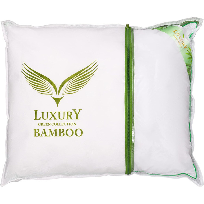Бамбукова подушка Pen-Pol 60x80 - Біла - Гіпоалергенна подушка - Подушка для ліжка - Подушка для сну для дому - Натуральний матеріал - Бамбукова подушка для спальні - Високоякісний наповнювач для подушки 60x80 білий