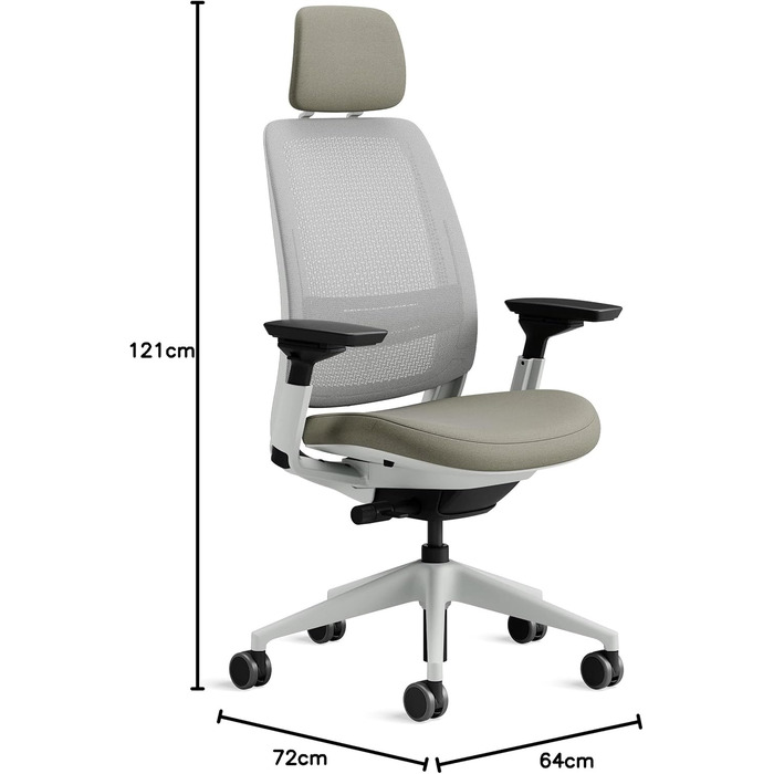 Офісний стілець Steelcase Series 2 з підтримкою спини LiveBack, 4D підлокітники, регульована підголівник, колір Трюфель