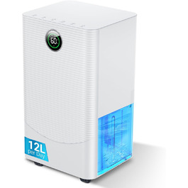 Зволожувач повітря 12л/день з датчиком вологості та LED дисплеєм, таймером, 3 режими, для спальні, офісу, підвалу, безперервна подача, білий