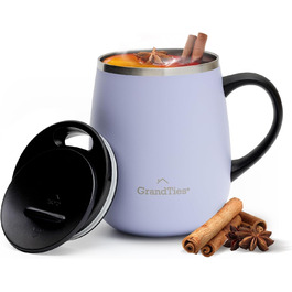 Термокружка Grandties з кришкою-ковпачком та ручкою, 480 мл | З подвійних стінок з нержавіючої сталі, для гарячих та холодних напоїв