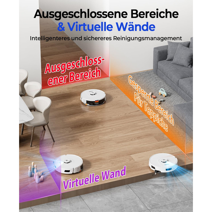 Робот-пилосос Redkey R11 з функцією миття, 20000Pa, док-станція 4L, захист від намотування волосся, LiDAR навігація, керування через додаток, для килимів та шерсті тварин