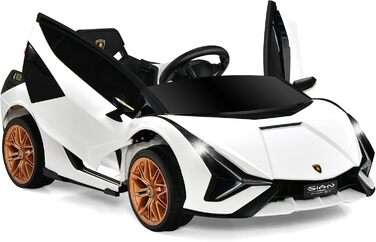 Дитячий електромобіль Lamborghini Goplus з пультом керування, Bluetooth, USB, музикою та сигналом, 3-5 км/год, для дітей 3-8 років, білий