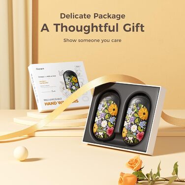 Електричні грілки для рук Ocoopa 2 шт. з магнітною основою, 5000mAh, 3 режими нагріву, компактні, для рукавичок, сумок, зимові аксесуари, подарунок для чоловіків та жінок (Lila_Weiß, Painted in Bloom (Ocoopa x Artist in Bloom)_Schwarz)