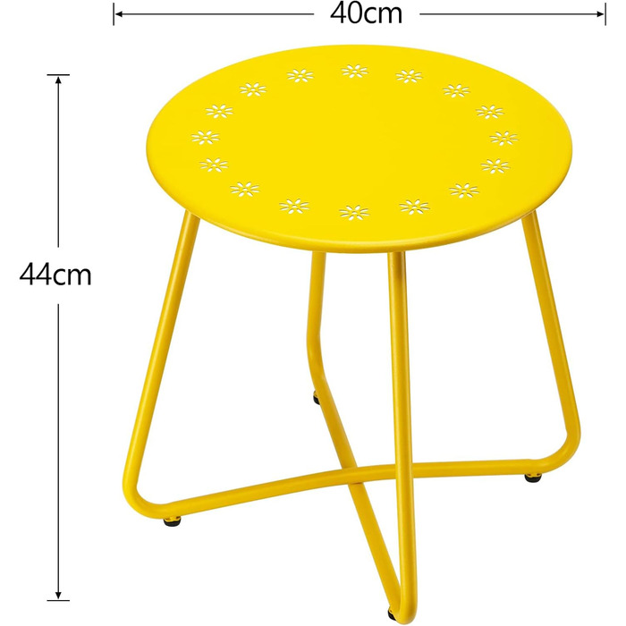 Журнальний столик Danpinera на відкритому повітрі, атмосферостійка сталь, круглий, металевий, жовтий, для патіо, двору, балкона, саду