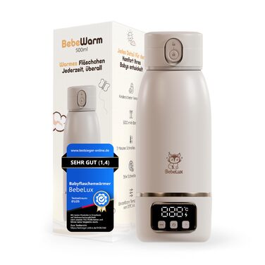 Підігрівач для дитячих пляшечок BEBELUX електричний, USB-C, 36W, Beige V1 - швидке нагрівання, підтримка температури, BPA-free, безпечний та герметичний