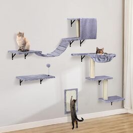 Набір для лазіння для котів - дерев'яні меблі для котів з 4-х частин (світло-сірий)