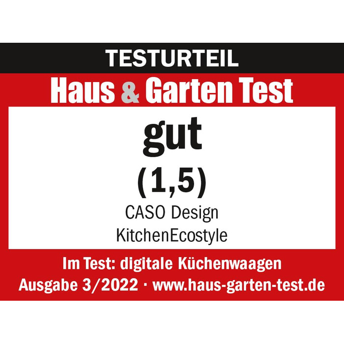 Кухонні ваги CASO Design Ecostyle: без батарейок, до 5 кг, крок 1 г, Testsieger
