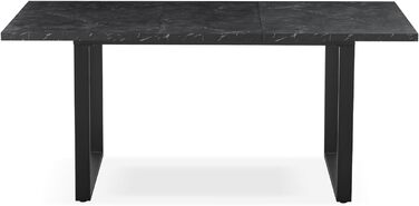 Розсувний обідній стіл B&D Home Anna | 120-160 x 80 см, на 4-6 осіб | стіл для кухні/їдальні з дерев'яними ніжками, чорний | скандинавський/індустріальний дизайн, Texas-Eiche (дуб Техас), 11202-US-EITE (чорний мармур/чорний)