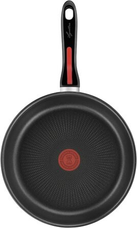 Сковорода Lagostina Red Line з антипригарним покриттям, Ø 26 см, для індукційних плит, газу та духовки, з термоіндикатором, нержавіюча сталь та алюміній, з антиковзним силіконовим ручками
