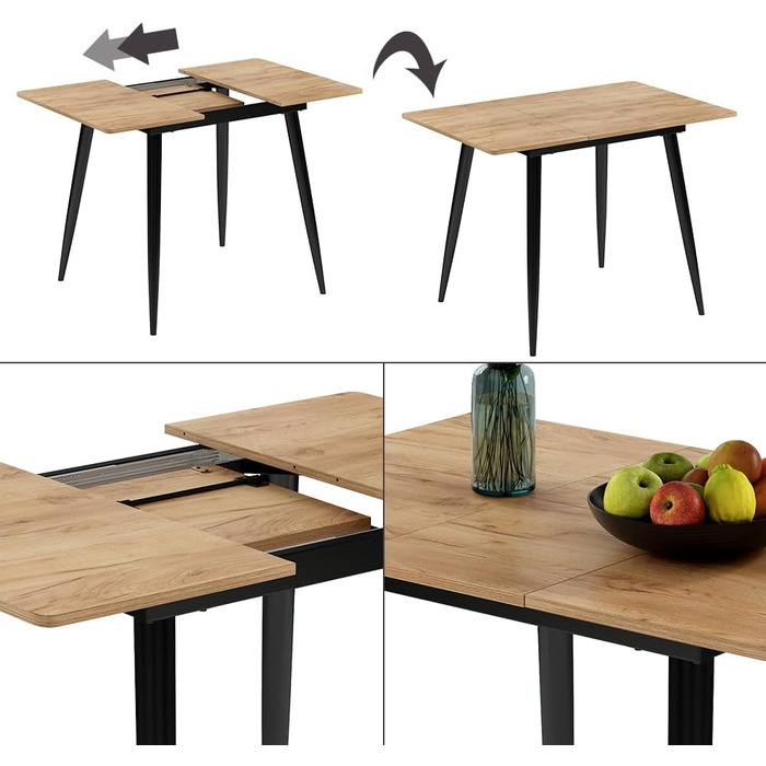 Розкладний стіл Vicco Esstisch Beaver з ефектом золотого дуба/чорного кольору, 80 x 70 см, для їжі та роботи