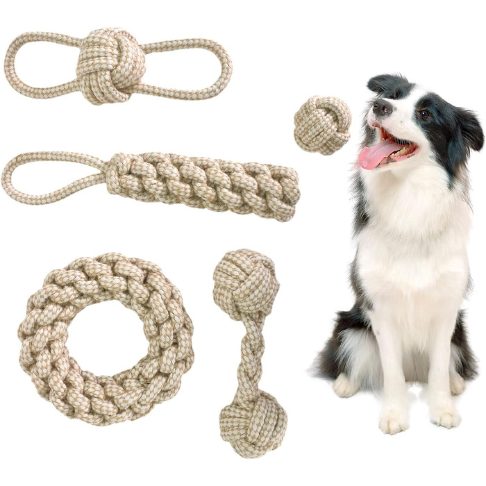 Інтерактивна іграшка для собак Zimoer мотузковий набір з 5 частин, незруйнівна, інтерактивна іграшка для собак