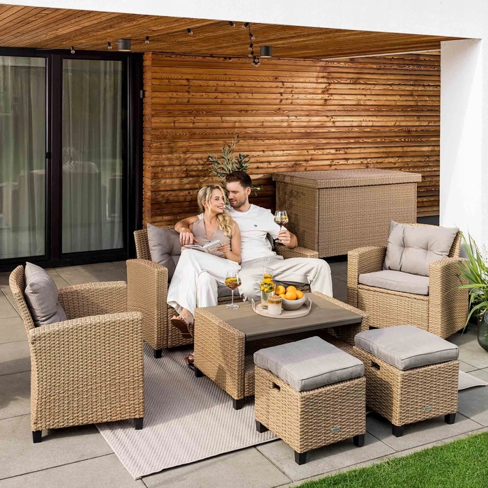 Комплект садових меблів з техноротанга Di Volio Firenze DV-016GF, бежевий, 6 предметів