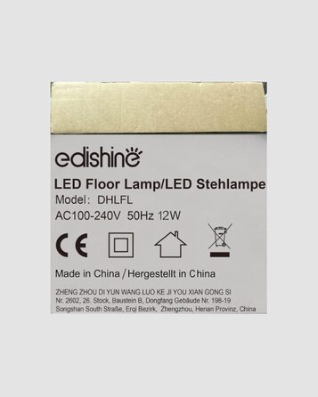 Торшер EDISHINE LED, 147 см RGB, з регулюванням яскравості, пульт дистанційного керування та ножний перемикач, 16 кольорів, 7 рівнів яскравості