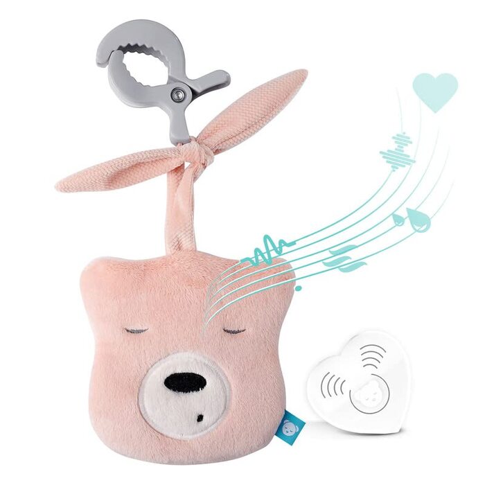 Міні з затискачем для засинання / биття серця і білий шум для заспокоєння / автоматичне відключення / снодійне Білий шум звуковий ведмідь для немовлят (1. Basic, рожевий)