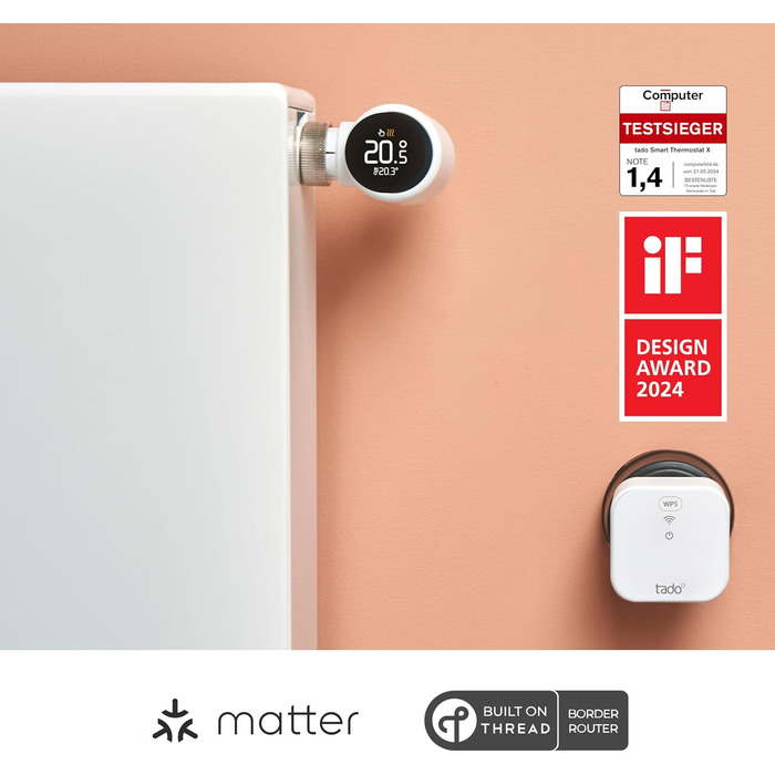 tado Smartes Heizkörperthermostat X – Стартовий набір з мостом X, керування опаленням через додаток та голосових помічників (Alexa, Siri, Google Assistant), енергозбереження, DIY встановлення. Набір: 2 термостати на радіатор